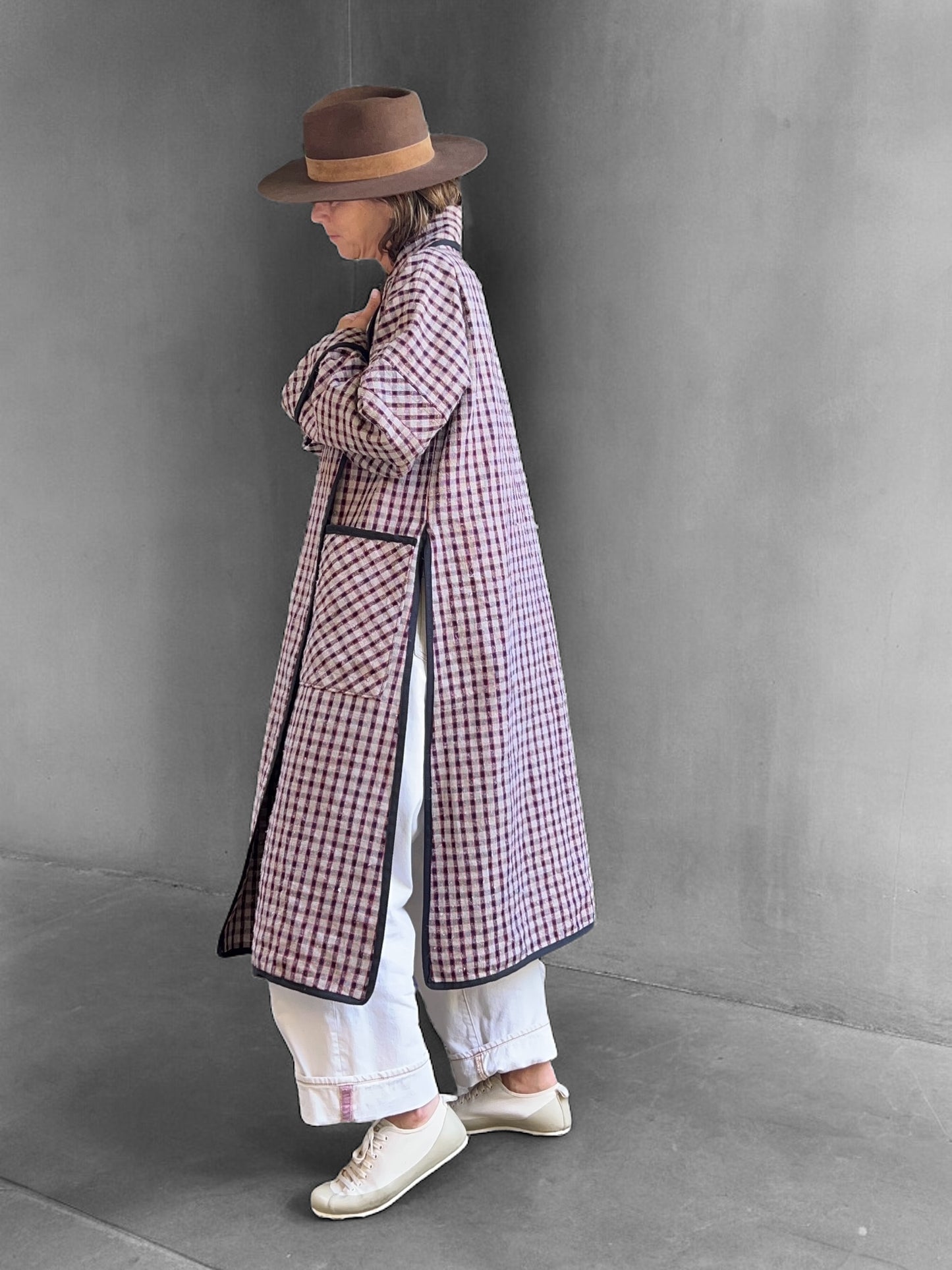 Belgian Flax/cotton Checked Coat