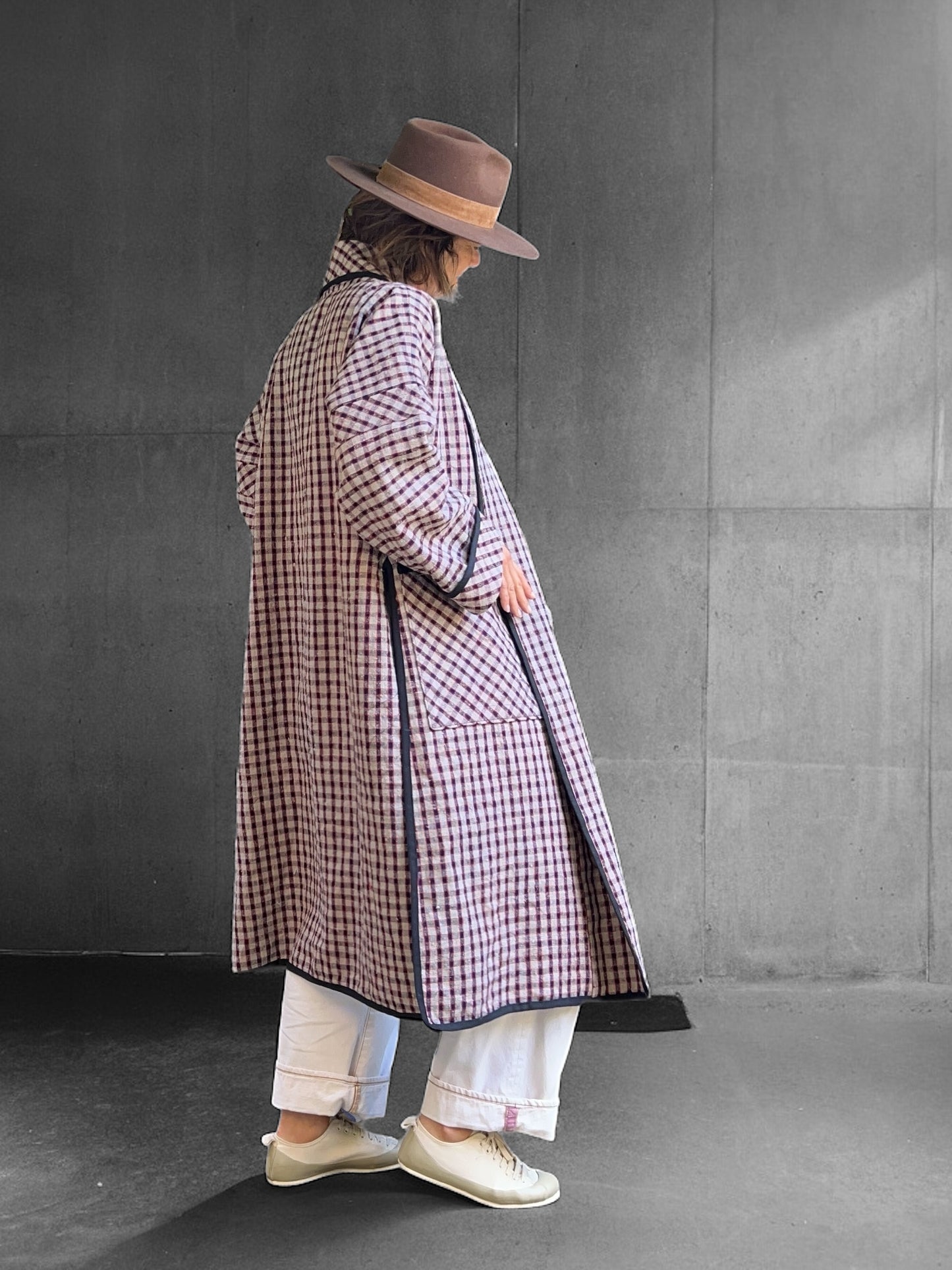 Belgian Flax/cotton Checked Coat