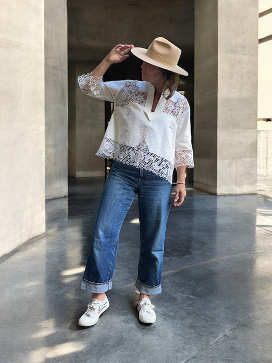 Vintage Linen Tablecloth Shirt
