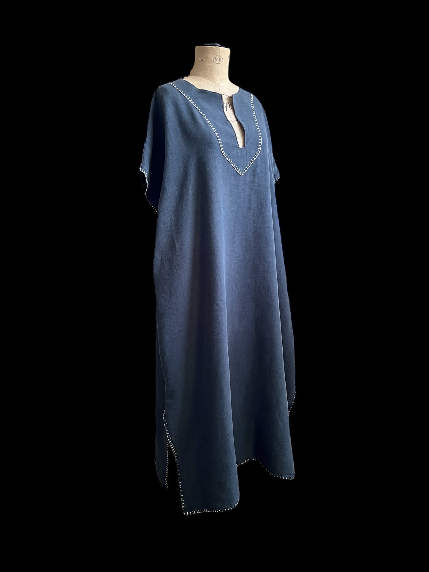 Vintage Over-dyed French Linen Kaftan Dress