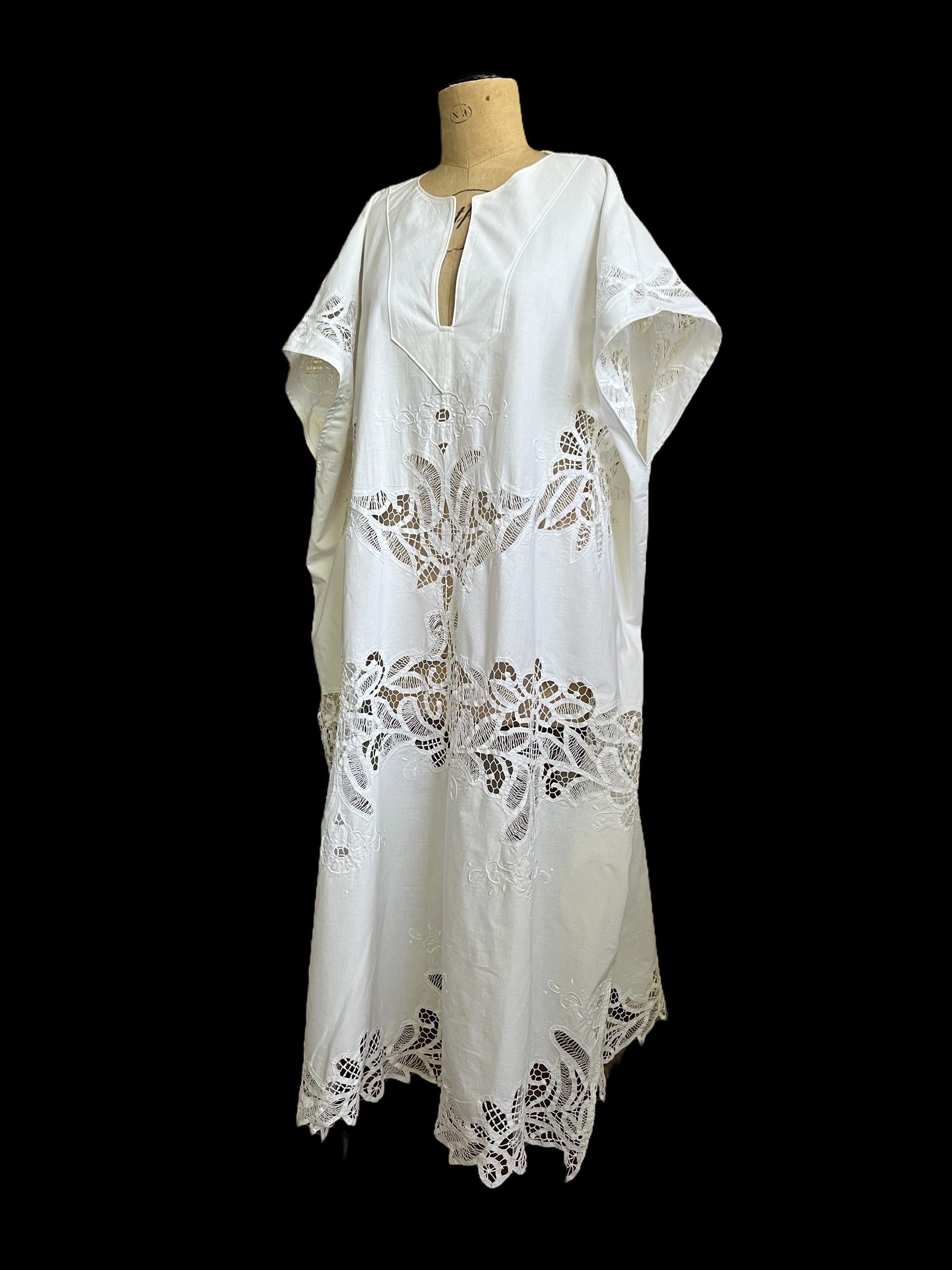 ワンピース Heriter Table cloth kaftan dress Vintage Cotton Tablecloth Kaftan Dress – bytamarafogle