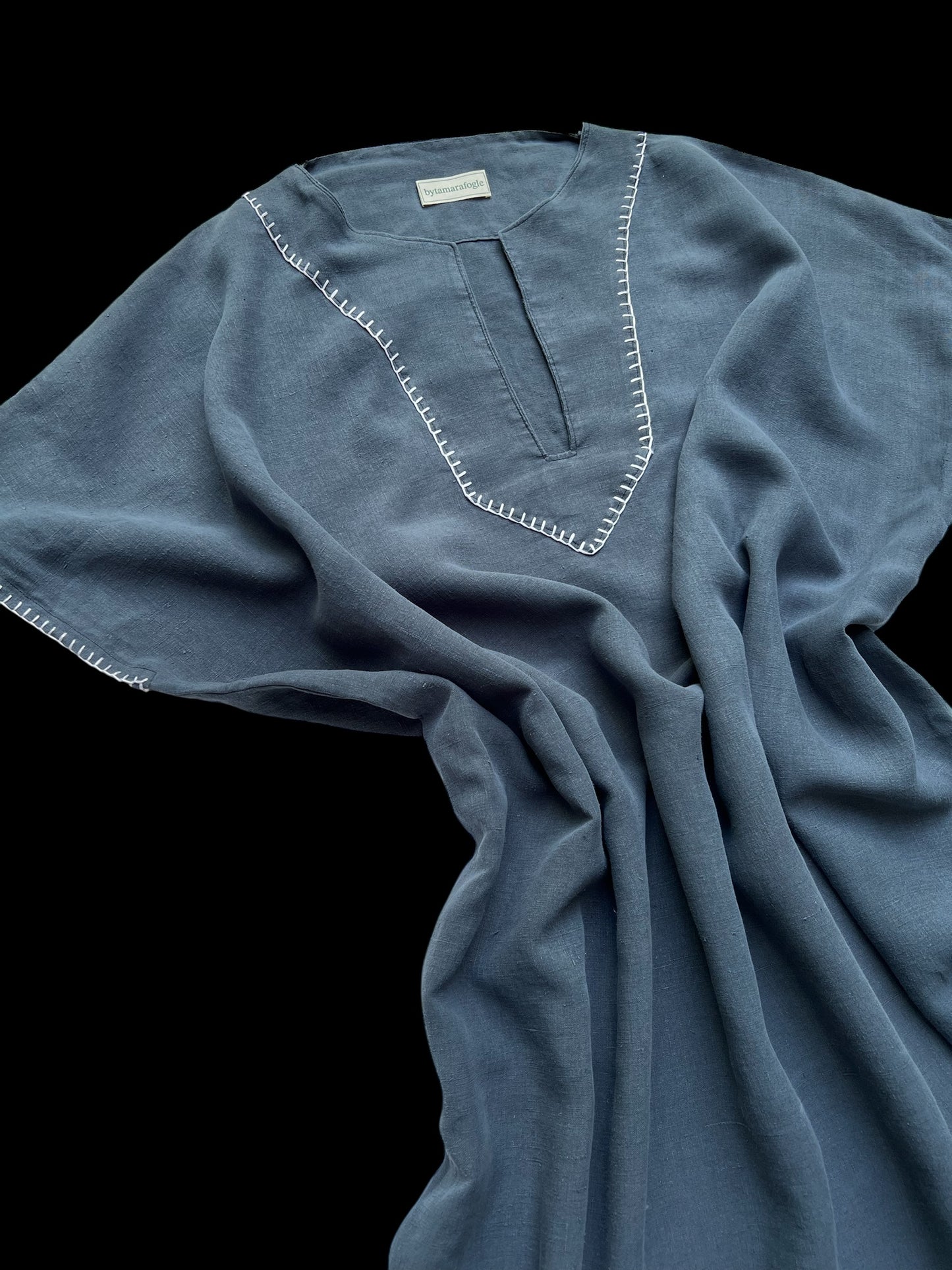Vintage Over-dyed French Linen Kaftan Dress
