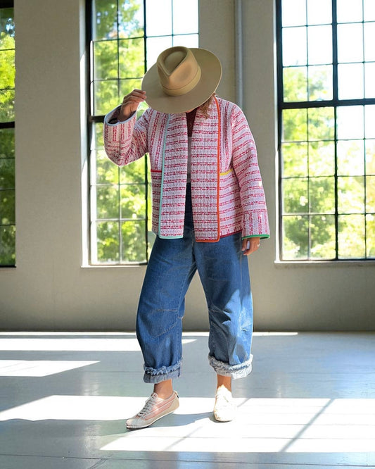 Reversible Quilt Jacket with Rainbow Trim
